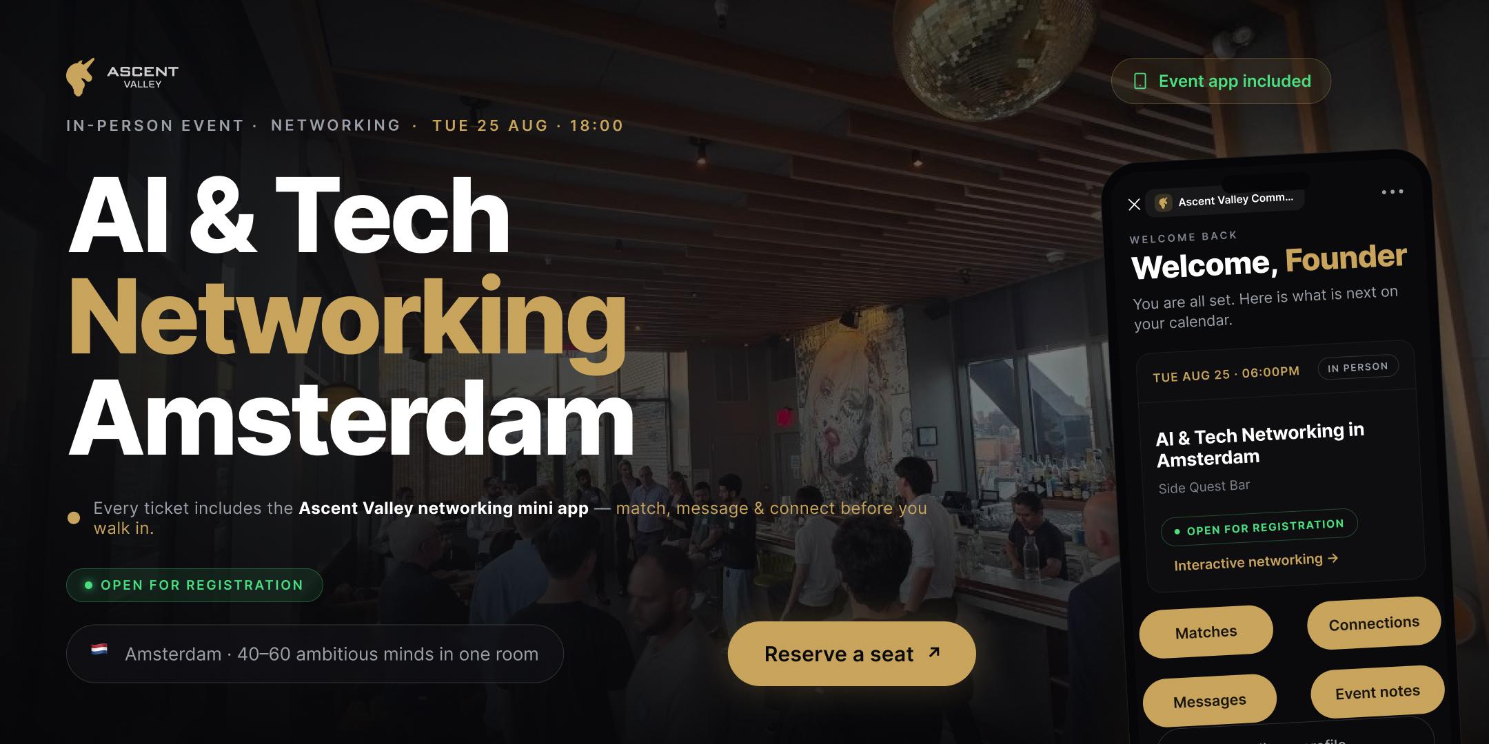 AI & Tech Networking Event in Amsterdam  by Ascent Valley